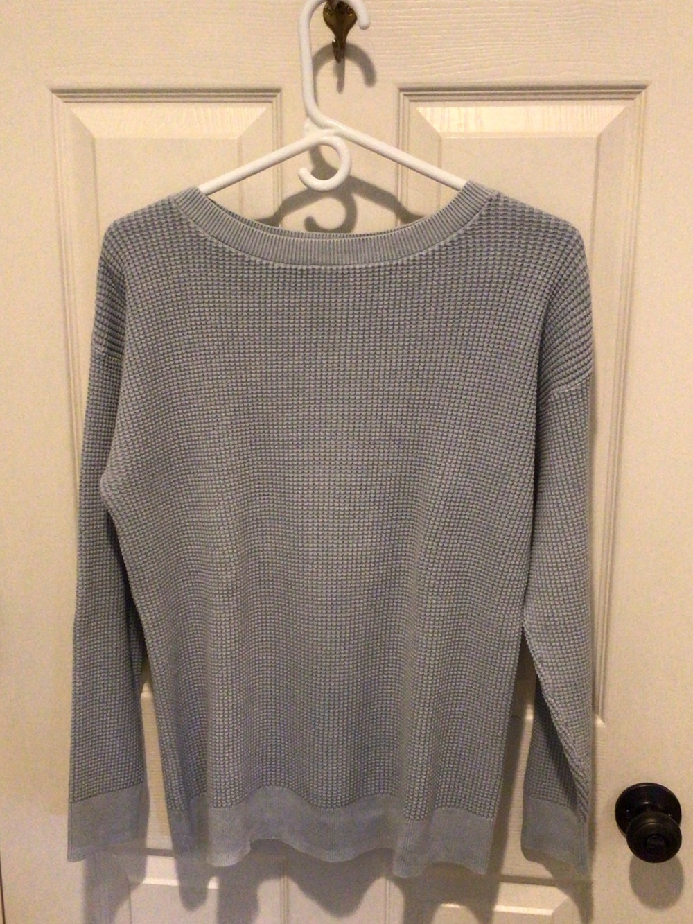 L.L. Bean Women's Light Gray Waffle-Knit Crew Sweater